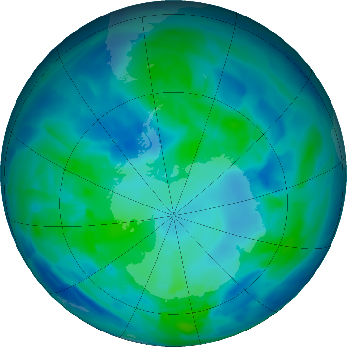 Antarctic ozone map for 21 April 2012